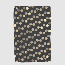 Klassisches Holzkohlesilber und Goldpolka-Dots kun Golfhandtuch