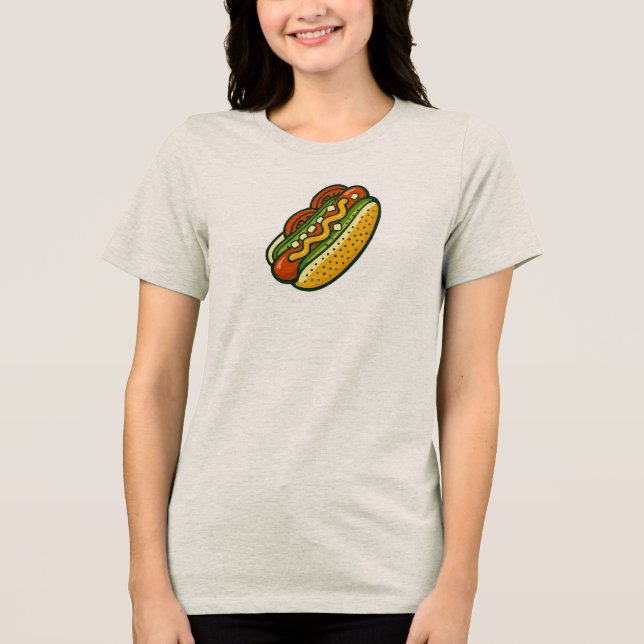 Klassisches Hot Dog Design Tri-Blend Shirt (Vorderseite)