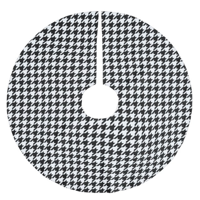 Klassisches Houndstooth-Muster Dogstooth-Karo-Desi Polyester Weihnachtsbaumdecke (Vorderseite)