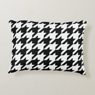 Klassisches Houndstooth-Muster: Schwarz-Weiß Vinta Dekokissen