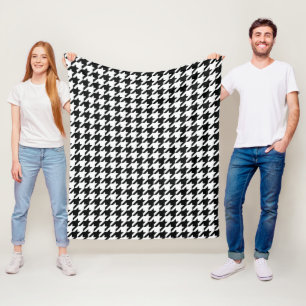 Klassisches Houndstooth-Muster: Schwarz-Weiß Vinta Fleecedecke