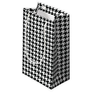 Klassisches Houndstooth-Muster: Schwarz-Weiß Vinta Kleine Geschenktüte
