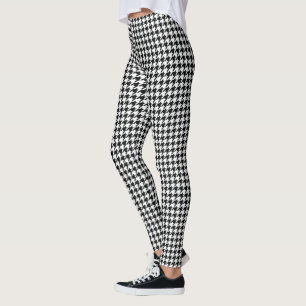 Klassisches Houndstooth-Muster: Schwarz-Weiß Vinta Leggings