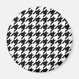 Klassisches Houndstooth-Muster: Schwarz-Weiß Vinta Magnet