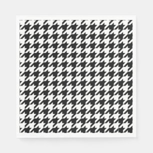 Klassisches Houndstooth-Muster: Schwarz-weiß vinta Serviette