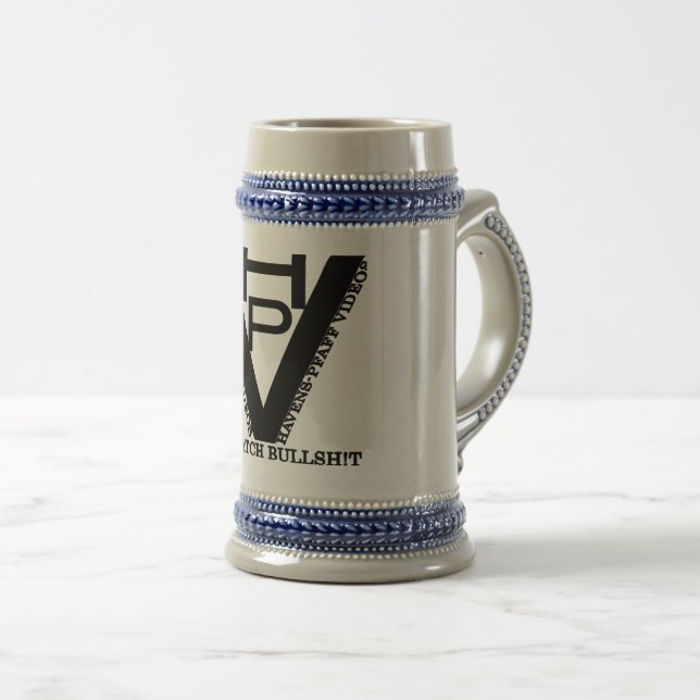 Klassisches HPV Logo Design auf einem harten Stein Bierglas (VorderseiteRechts)
