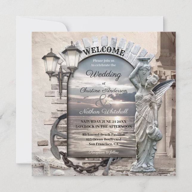 Klassisches italienisches Foto für Hochzeiten Einladung (Vorderseite)