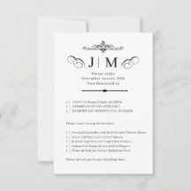 Klassisches Kalligrafie-Monogramm Hochzeits-RSVP
