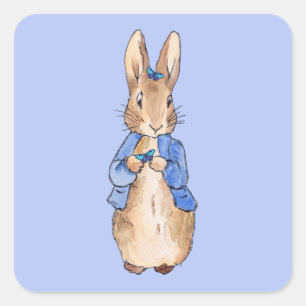 Klassisches Kaninchen mit blauem Jackett Quadratischer Aufkleber