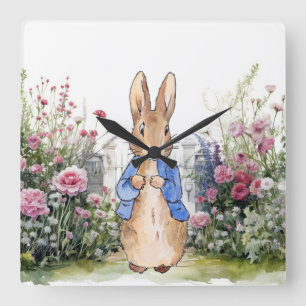 Klassisches Kaninchen Quadratische Wanduhr