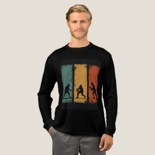Klassisches Karate-Silhouette-Langarm-T-Shirt Tri-Blend Shirt