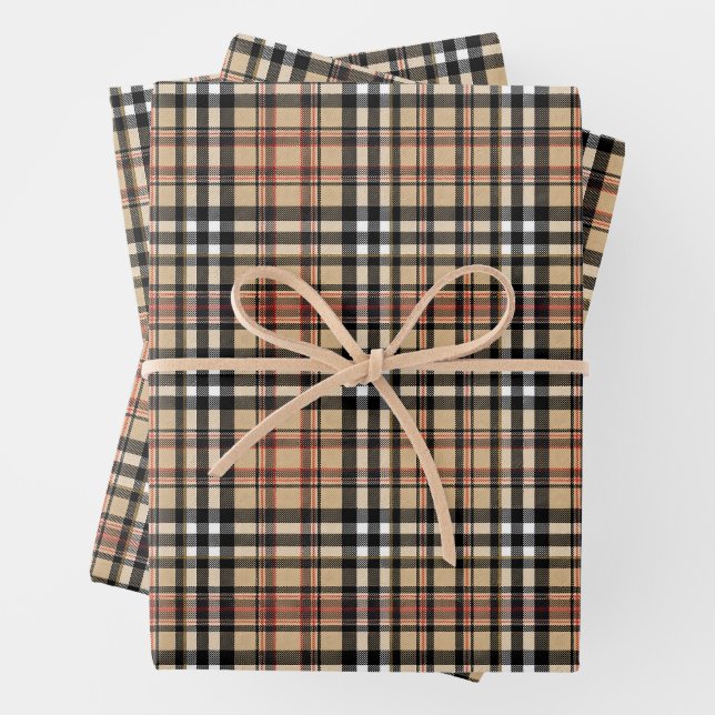 Klassisches kariertes Design Geschenkpapier Set (Beispiel)