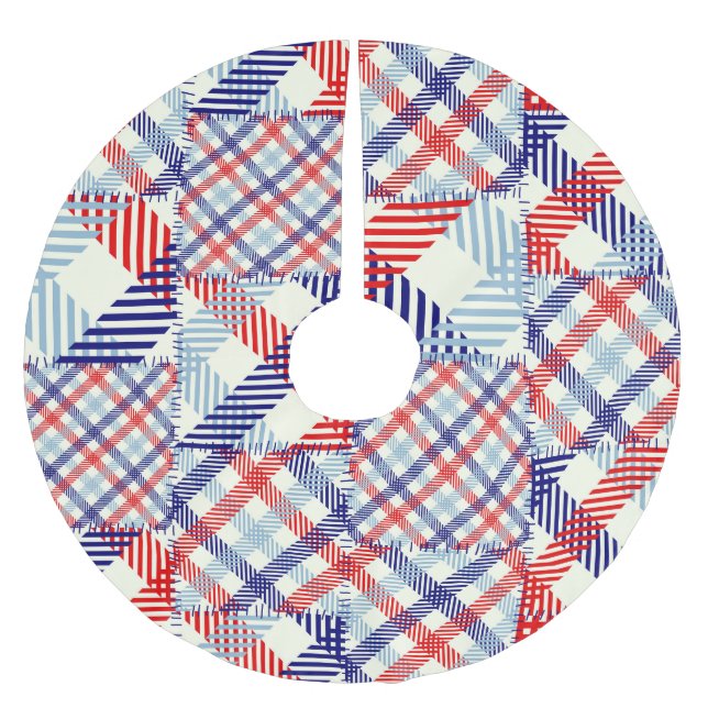 Klassisches Kariertes Muster: Muster für Quadrate Polyester Weihnachtsbaumdecke (Vorderseite)