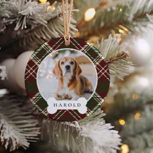 Klassisches Kariertes Personalisiertes Haustier Fo Keramik Ornament
