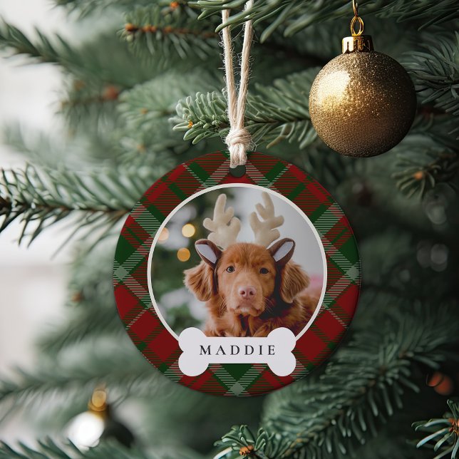 Klassisches Kariertes Personalisiertes Haustier Fo Keramik Ornament (Von Creator hochgeladen)