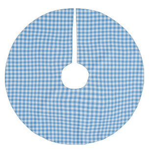 Klassisches Kariertes Schachbrett-Muster in Blau u Polyester Weihnachtsbaumdecke