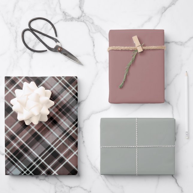 Klassisches Kariertes Tartan Geschenkpapier Set (Vorderseite)