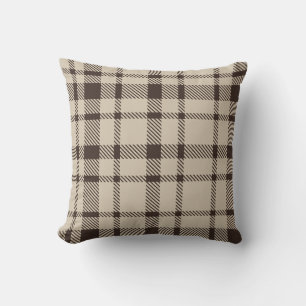 Klassisches Kariertes Tartan Muster-Dunkelbraun &  Kissen