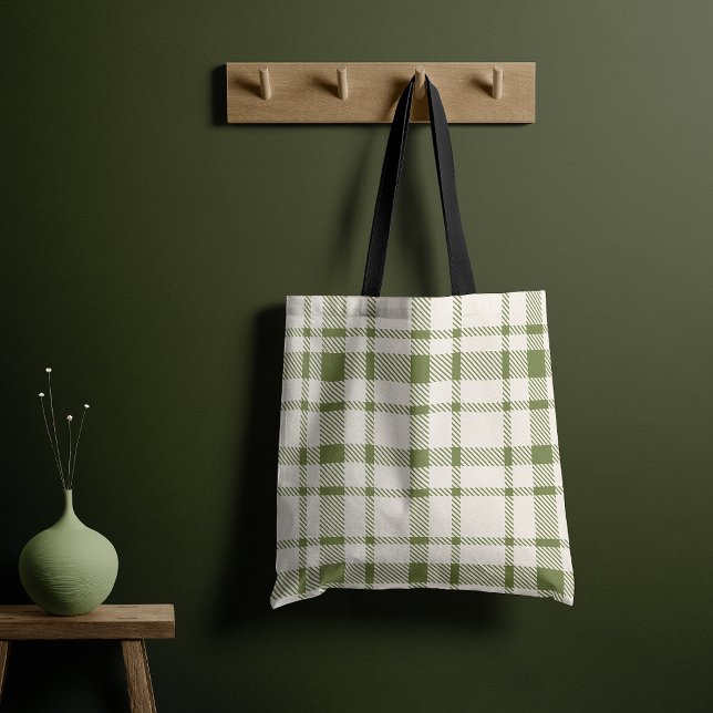 Klassisches Kariertes Tartan-Muster-Olivenöle Grün Tasche (Von Creator hochgeladen)