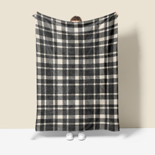 Klassisches Kariertes Tartan-Muster, schwarz und c Fleecedecke