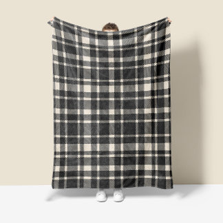 Klassisches Kariertes Tartan-Muster, schwarz und c Fleecedecke