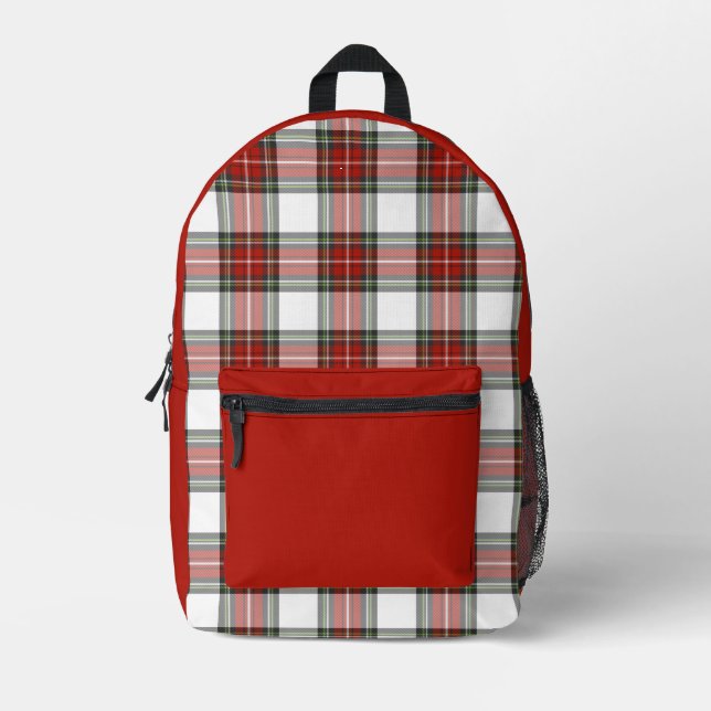 Klassisches Kariertes Weihnachtsmuster Bedruckter Rucksack (Vorderseite)