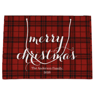 Klassisches Karo Frohe Weihnachten Festlich - Große Geschenktüte