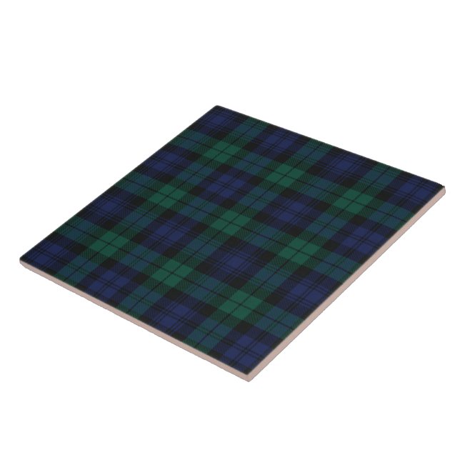 Klassisches Karo Rustikal Grün Tartan Fliese (Seite)