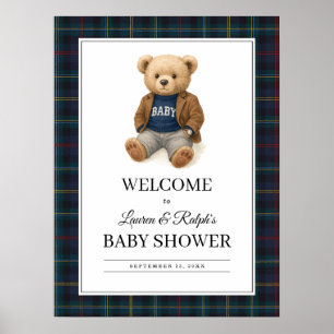Klassisches Karo-Teddybär-Baby-Shower-Plakat Poster