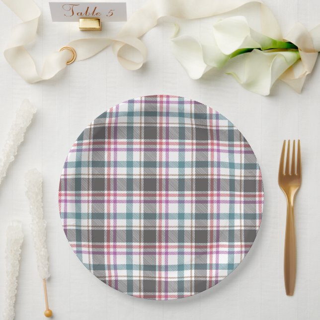 Klassisches Karomuster Pappteller (Hochzeit)