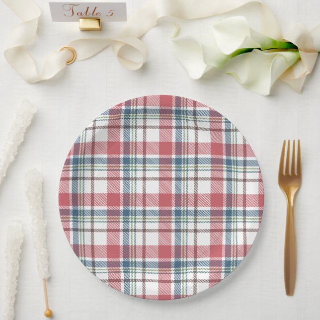 Klassisches Karomuster Pappteller (Hochzeit)