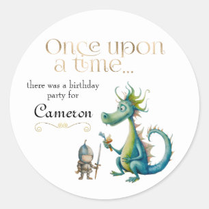 Klassisches Kinder-Märchen Drache und Ritter Runder Aufkleber