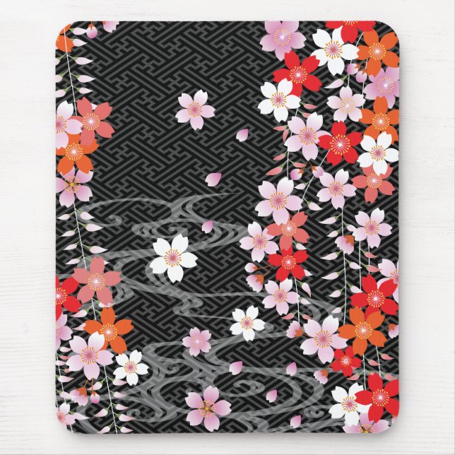 Klassisches Kirschblüte-Kimono-Muster Mousepad (Vorne)
