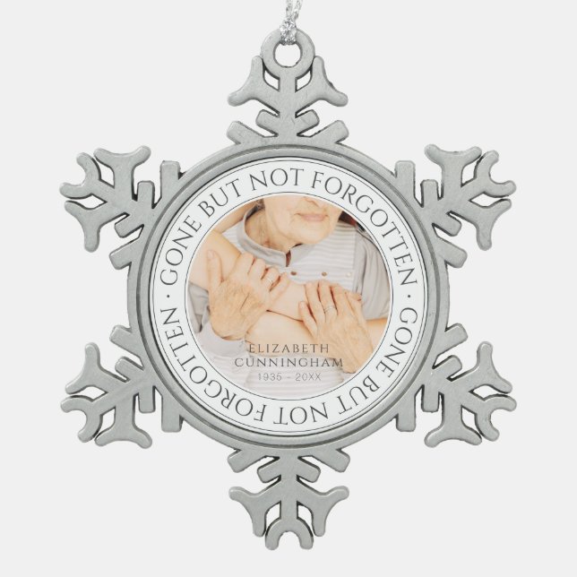 Klassisches klassisches Foto mit elegantem Chic Schneeflocken Zinn-Ornament (Vorderseite)