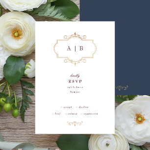 klassisches klassisches Goldmonogramm aus Marinebu RSVP Karte