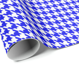 Klassisches königsblau-weißes Hundezahnmuster  Geschenkpapier