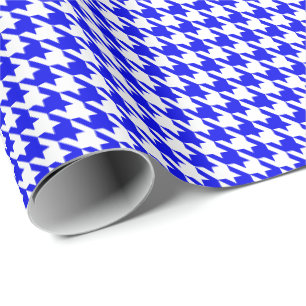 Klassisches königsblau-weißes Hundezahnmuster Geschenkpapier