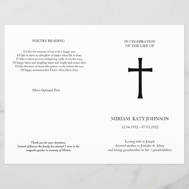 Klassisches Kreuz, eleganter, faltbarer Flyer (Vorne)