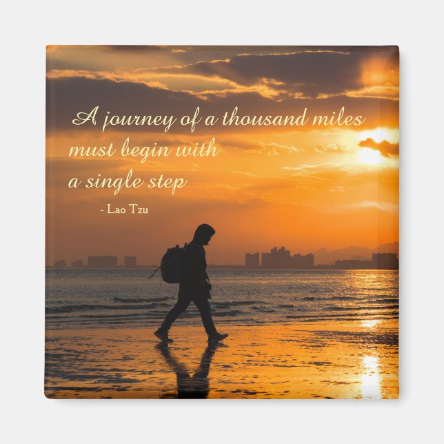 Klassisches Lao Tzu Journey Zitat Magnet (Vorne)