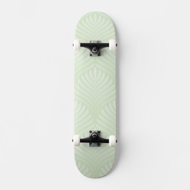 Klassisches Laubmuster im Weiß und im Grün Skateboard (Vorderseite)