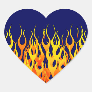 Klassisches laufendes Flammen-Feuer auf Herz-Aufkleber