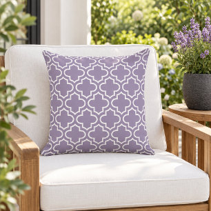 Klassisches Lavendel-Weiß-Quatrefoil-Gitter Kissen