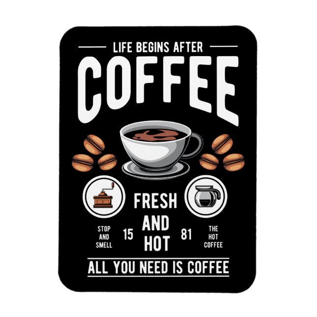 Klassisches Leben beginnt nach dem Kaffee Barista  Magnet (Vertikal)
