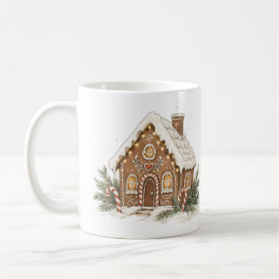 Klassisches Lebkuchenhäuschen mit Zuckerstangen  Kaffeetasse