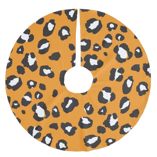 Klassisches Leopard-Druckmuster Polyester Weihnachtsbaumdecke (Vorderseite)