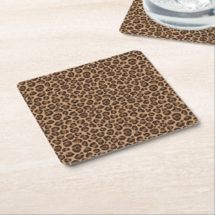 Klassisches Leopard-Serien-Design 12 Rechteckiger Pappuntersetzer