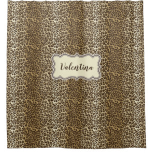 Klassisches Leopardenmuster mit Individuelle Name Duschvorhang