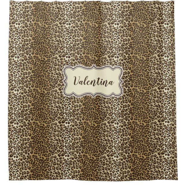 Klassisches Leopardenmuster mit Individuelle Name Duschvorhang (Vorderseite)