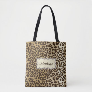 Klassisches Leopardenmuster mit Individuelle Name Tasche
