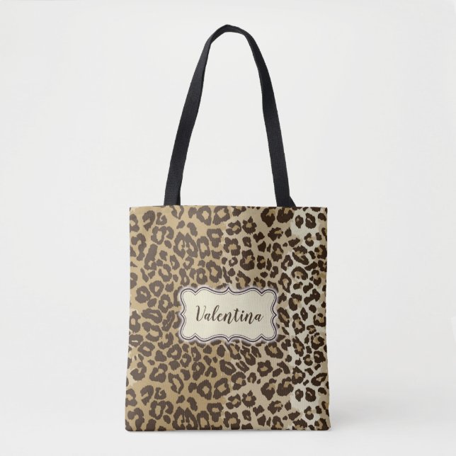 Klassisches Leopardenmuster mit Individuelle Name Tasche (Vorderseite)